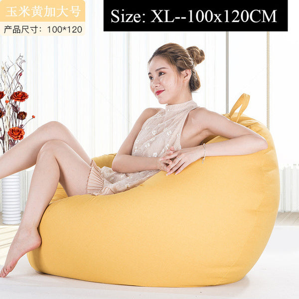 Lazy BeanBag Sofas Cover Chairs without Filler Linen Cloth Lounger Sea -  Foxlazy