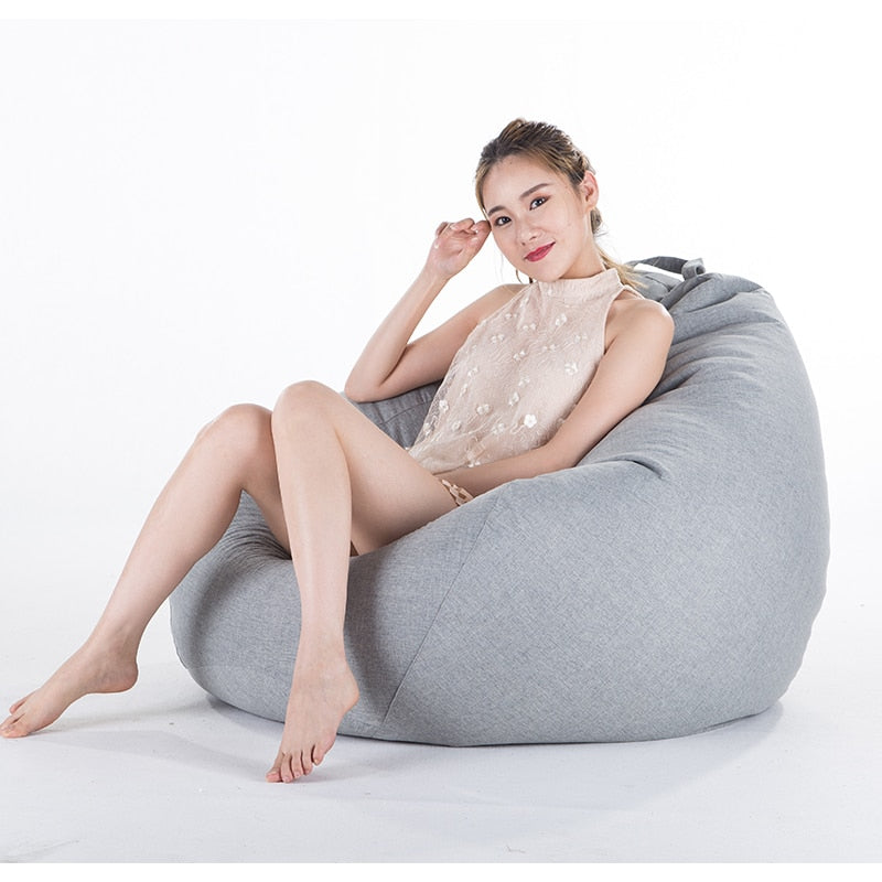 Bean Bag Sofa Cover No Filler Living Room Bedroom Sofa Bed Lazy Casual Tatami Beanbag Chair Couch Cover Pouf Puff Line Cloth