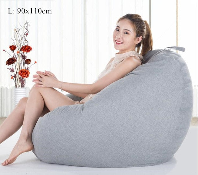 Bean Bag Sofa Cover No Filler Living Room Bedroom Sofa Bed Lazy Casual Tatami Beanbag Chair Couch Cover Pouf Puff Line Cloth