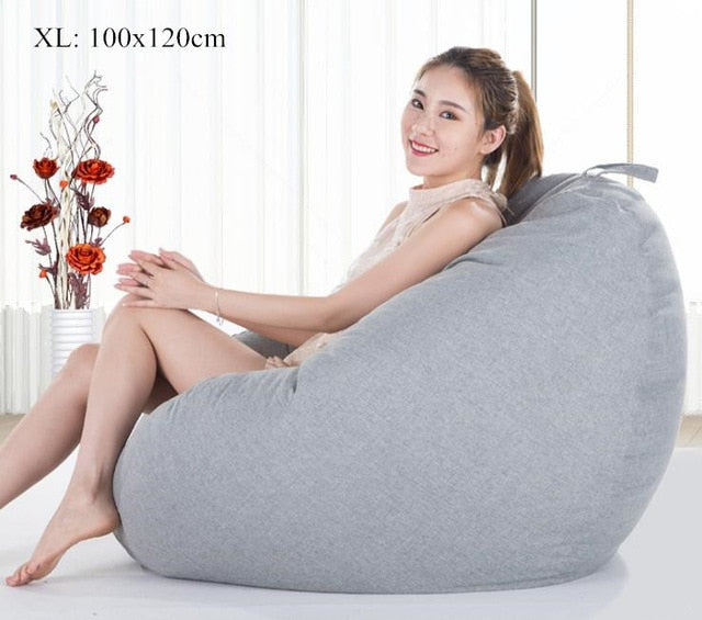 Bean Bag Sofa Cover No Filler Living Room Bedroom Sofa Bed Lazy Casual Tatami Beanbag Chair Couch Cover Pouf Puff Line Cloth