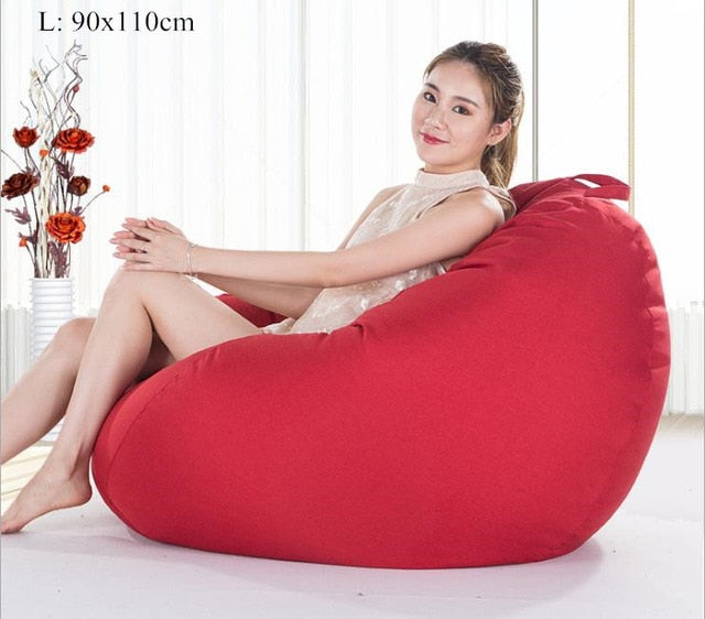 Bean Bag Sofa Cover No Filler Living Room Bedroom Sofa Bed Lazy Casual Tatami Beanbag Chair Couch Cover Pouf Puff Line Cloth