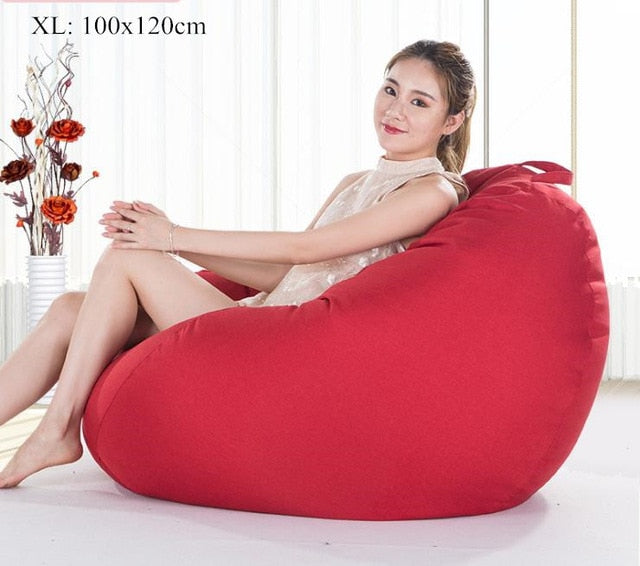 Bean Bag Sofa Cover No Filler Living Room Bedroom Sofa Bed Lazy Casual Tatami Beanbag Chair Couch Cover Pouf Puff Line Cloth