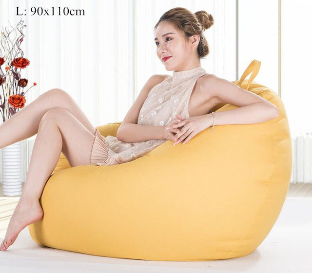 Bean Bag Sofa Cover No Filler Living Room Bedroom Sofa Bed Lazy Casual Tatami Beanbag Chair Couch Cover Pouf Puff Line Cloth