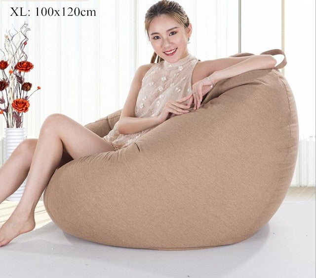 Bean Bag Sofa Cover No Filler Living Room Bedroom Sofa Bed Lazy Casual Tatami Beanbag Chair Couch Cover Pouf Puff Line Cloth