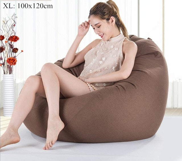 Bean Bag Sofa Cover No Filler Living Room Bedroom Sofa Bed Lazy Casual Tatami Beanbag Chair Couch Cover Pouf Puff Line Cloth