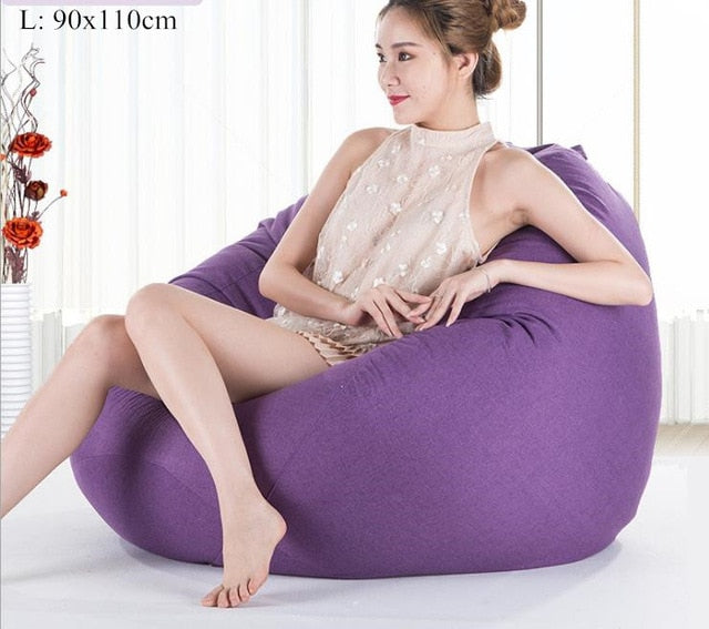 Bean Bag Sofa Cover No Filler Living Room Bedroom Sofa Bed Lazy Casual Tatami Beanbag Chair Couch Cover Pouf Puff Line Cloth