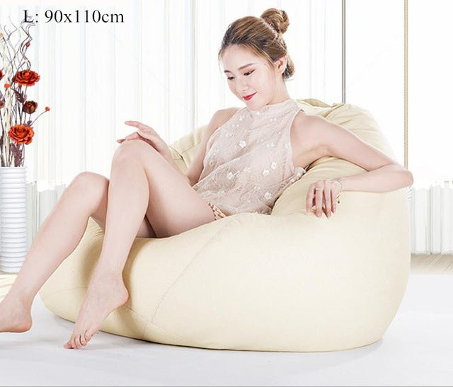 Bean Bag Sofa Cover No Filler Living Room Bedroom Sofa Bed Lazy Casual Tatami Beanbag Chair Couch Cover Pouf Puff Line Cloth