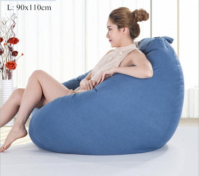 Bean Bag Sofa Cover No Filler Living Room Bedroom Sofa Bed Lazy Casual Tatami Beanbag Chair Couch Cover Pouf Puff Line Cloth