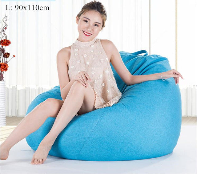 Bean Bag Sofa Cover No Filler Living Room Bedroom Sofa Bed Lazy Casual Tatami Beanbag Chair Couch Cover Pouf Puff Line Cloth