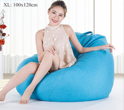 Bean Bag Sofa Cover No Filler Living Room Bedroom Sofa Bed Lazy Casual Tatami Beanbag Chair Couch Cover Pouf Puff Line Cloth