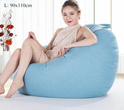 Bean Bag Sofa Cover No Filler Living Room Bedroom Sofa Bed Lazy Casual Tatami Beanbag Chair Couch Cover Pouf Puff Line Cloth