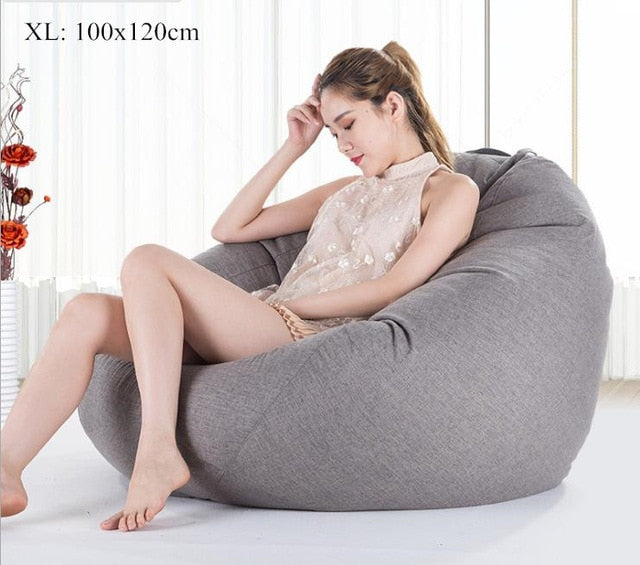 Bean Bag Sofa Cover No Filler Living Room Bedroom Sofa Bed Lazy Casual Tatami Beanbag Chair Couch Cover Pouf Puff Line Cloth