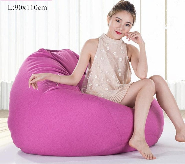 Bean Bag Sofa Cover No Filler Living Room Bedroom Sofa Bed Lazy Casual Tatami Beanbag Chair Couch Cover Pouf Puff Line Cloth