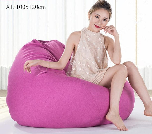 Bean Bag Sofa Cover No Filler Living Room Bedroom Sofa Bed Lazy Casual Tatami Beanbag Chair Couch Cover Pouf Puff Line Cloth