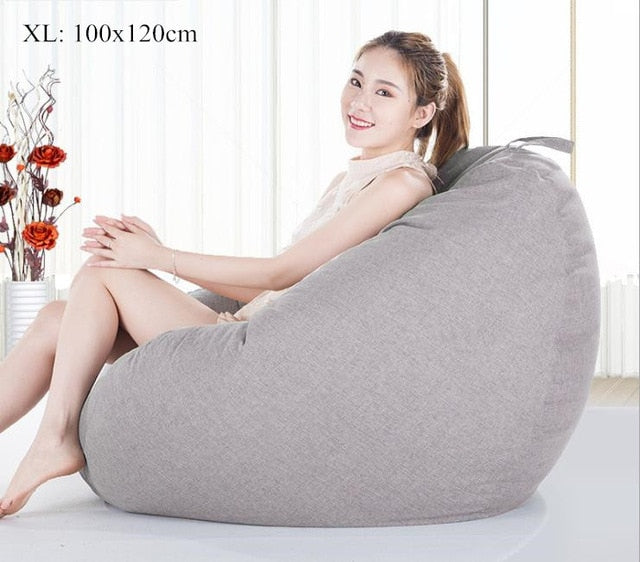 Bean Bag Sofa Cover No Filler Living Room Bedroom Sofa Bed Lazy Casual Tatami Beanbag Chair Couch Cover Pouf Puff Line Cloth