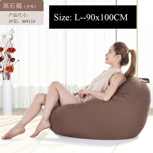 Large Small Lazy Sofas Cover Chairs Without Filler Linen Cloth Lounger Seat Bean  Bag Pouf Puff Couch Tatami Living Room