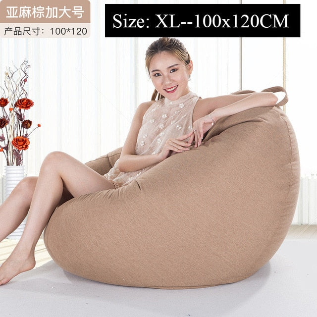 100X120cm Sofas Cover puff Gigante Chairs Without Filler Linen Cloth  Lounger Seat Bean Bag Pouf Tatami Pouf Salon Puff Asiento - AliExpress