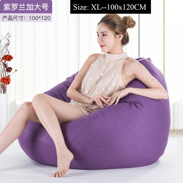 Bean Bag Chairs Pouf Cover Adults Faux Leather Bean Bag Cover No Filler  Single Sofa Pouf Ottoman Armchair Beanbag Chair Lazy Couch Living Room